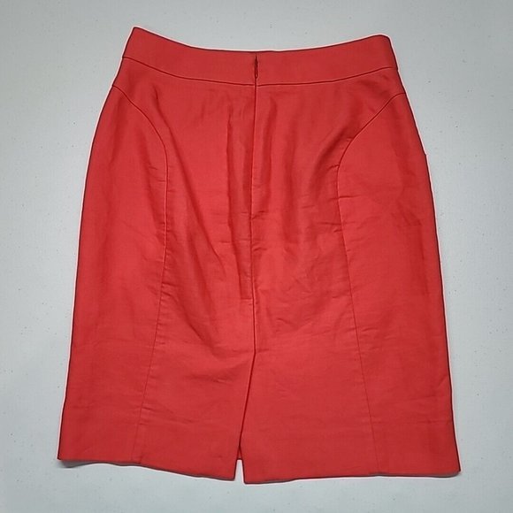 J Crew Factory The Pencil Skirt Poppy (Salmon) Double Serge Cotton Skirt Size 0 - Picture 3 of 11